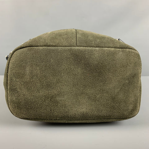 COACH Grey Dark Green Mixed Fabrics Suede Fabric Backpack