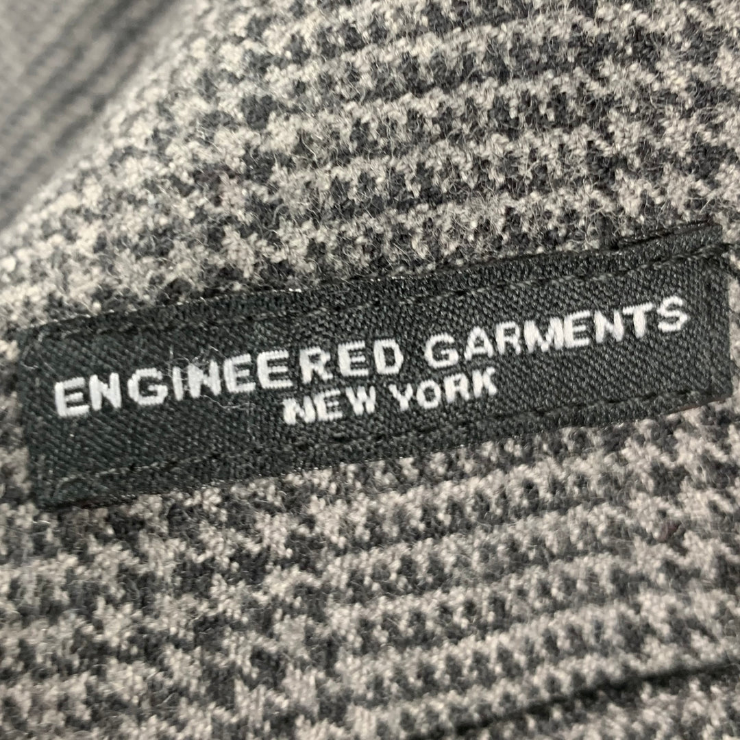 ENGINEERED GARMENTS Grey Black Plaid Wool Woven Shawl