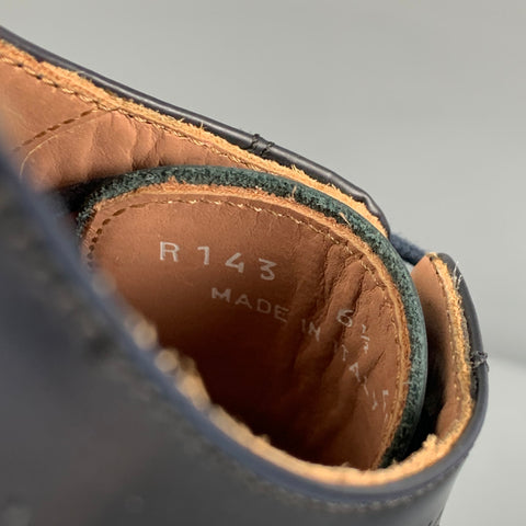 PAUL SMITH Taille 7.5 Chaussures à lacets en cuir perforé blanc marine avec bout d'aile