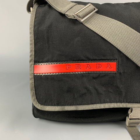 PRADA Black & Grey Polyamide Tessuto Messenger Bag