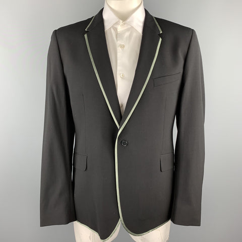 PAUL SMITH Size 46 Black Wool Notch Lapel Sport Coat