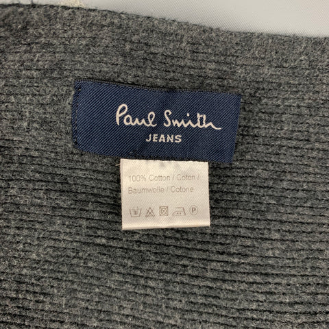 PAUL SMITH Grey Charcoal Knitted Stripe Cotton Scarf