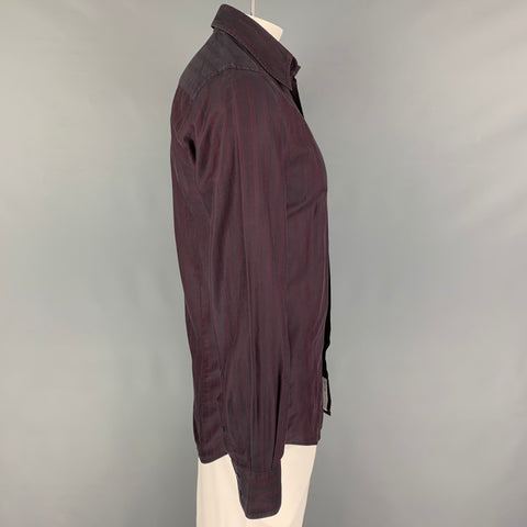 DOLCE & GABBANA Size M Red Burgundy Stripe Long Sleeve Shirt