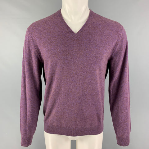 N.PEAL Size M Purple Heather Cashmere V-Neck Pullover