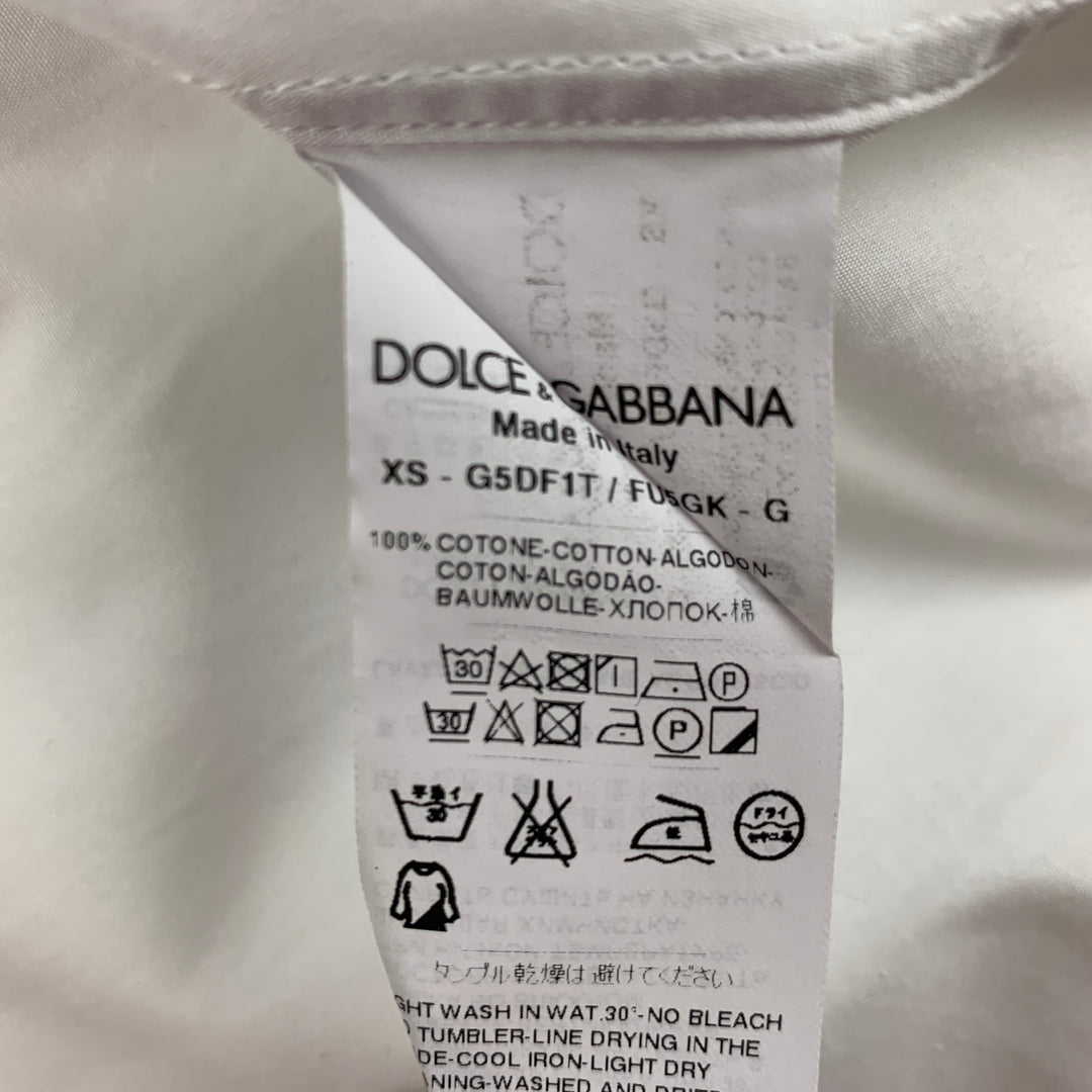 DOLCE & GABBANA Size L White Cotton Tuxedo Long Sleeve Shirt