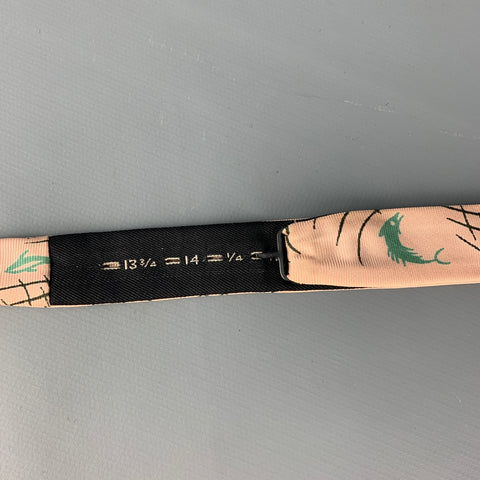 VINTAGE Pink Green Fish Bow Tie