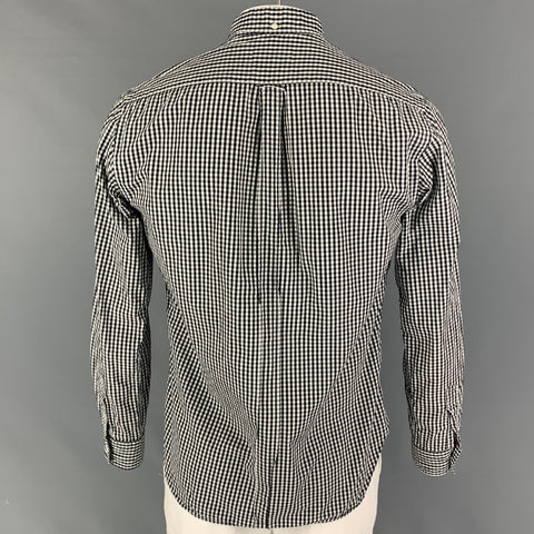 BEAMS PLUS Size L Black White Checkered Cotton Long Sleeve Shirt