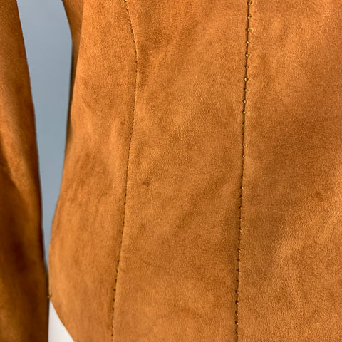 ERMANNO SCERVINO Size 4 Camel Suede Long Sleeve Casual Top