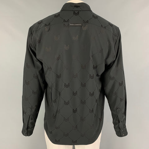 MARCELL VON BERLIN Size L Black Pattern Viscose Blend Long Sleeve Shirt
