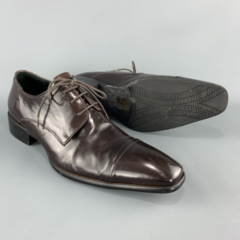 KENNETH COLE Size 8 Dark Brown Leather Squared Toe Lace Up