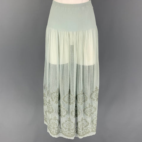 AGNÈS B. Size S Sea Foam Polyamide Blend Embroidered Skirt