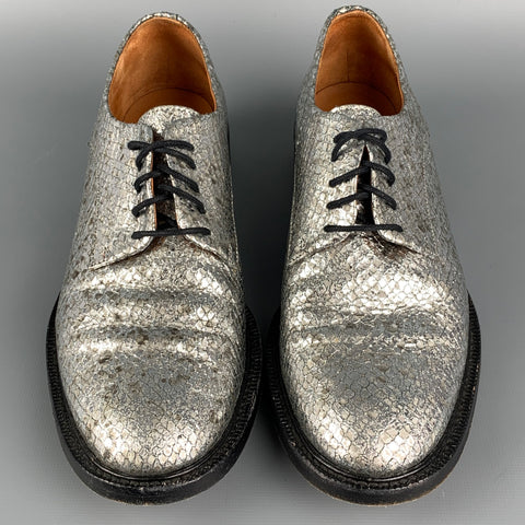 ROBERT CLERGERIE Size 8.5 Silver Leather Metallic Lace Up Shoes
