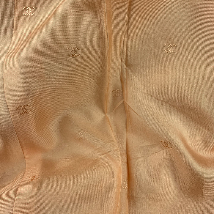 CHANEL 01C Talla 6 Conjunto de falda y chaqueta de mezcla de algodón y tweed con sorbete de melocotón