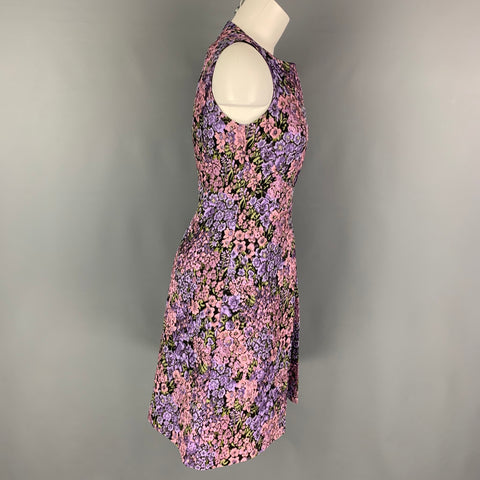 MICHAEL KORS Talla 6 Vestido acampanado floral de poliéster rosa morado