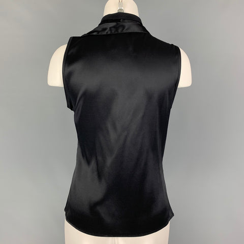 ETRO Size 4 Black Silk Ruffled Sleeveless Dress Top