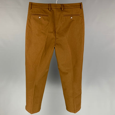 VALENTINO Taille 32 Pantalon habillé à jambe large plissé en coton marron