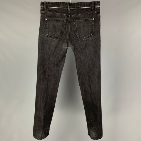 BALENCIAGA Size 33 Black Wash Denim Button Fly Jeans