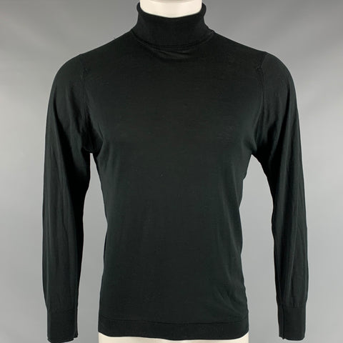 JOHN SMEDLEY Taille S Pull à col roulé en coton noir