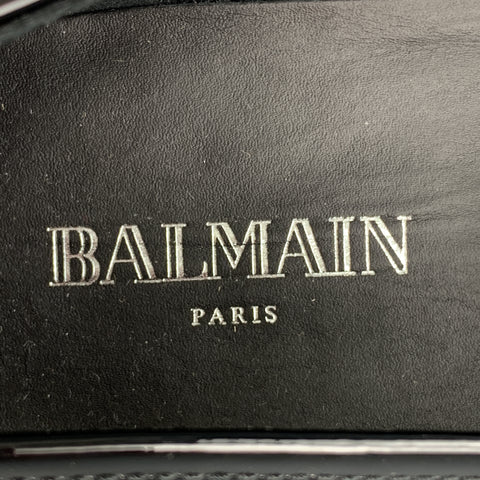 BALMAIN Size 10 Black Patent Leather Slip On Penny Loafers