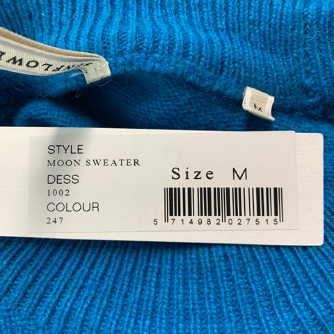 SUNFLOWER Size M Blue Knitted Alpaca Wool Crew-Neck Sweater