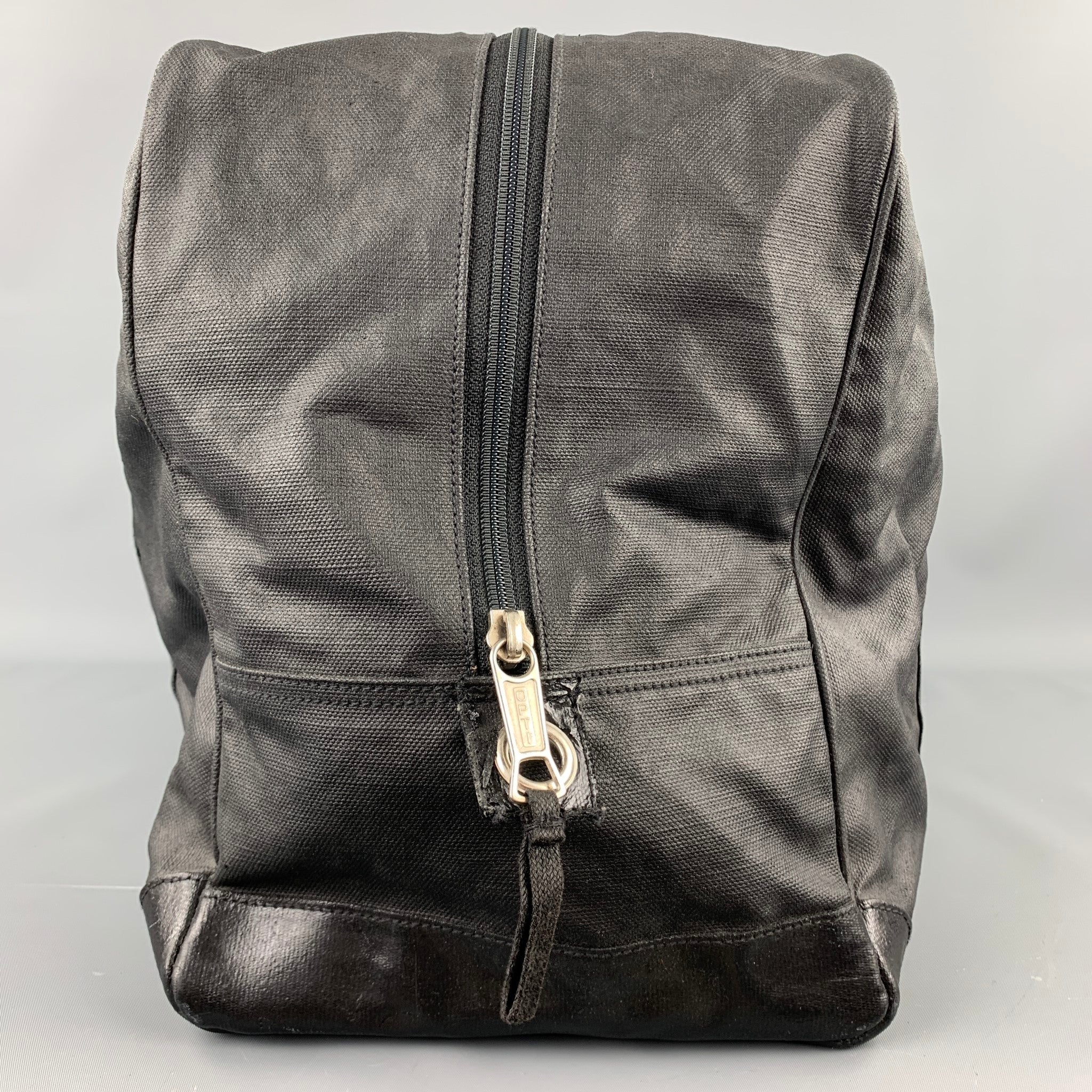 DRIES VAN NOTEN Black Coated Canvas Rectangle Duffle Bag – Sui