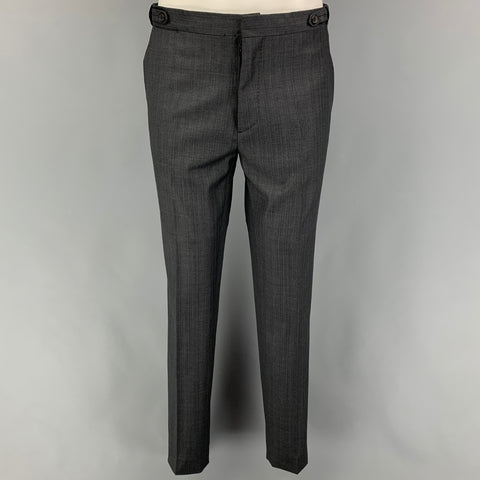DSQUARED2 Size 38 Dark Gray Blue Stripe Wool Peak Lapel Suit