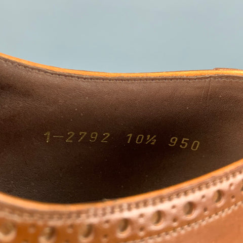 CARMINA Size 11.5 Tan Perforated Leather Cap Toe Lace Up Shoes