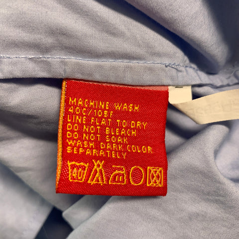 SHANGHAI TANG Size XL Blue Cotton One Pocket Long Sleeve Shirt