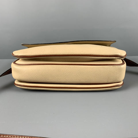 BALLY Cream Brown Pebble Grain Leather Cross Body Handbag