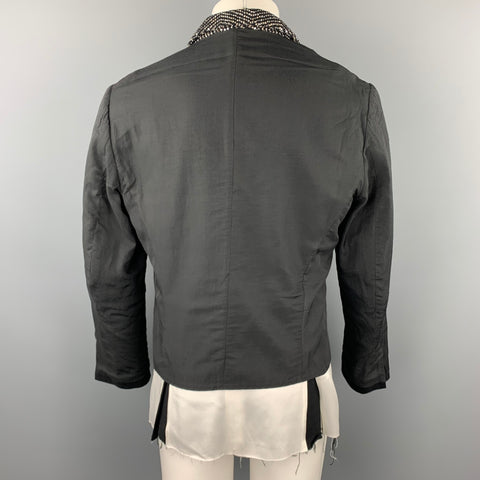 HAIDER ACKERMANN Size 40 Black Mixed Fabrics Peak Lapel Jacket