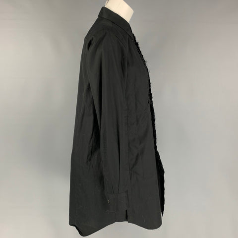 COMME des GARCONS Blusa larga con volantes de algodón negro talla M