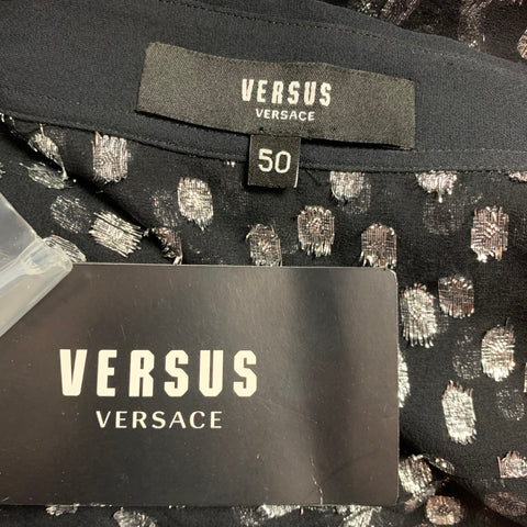VERSUS by GIANNI VERSACE Size M Black & Silver Metallic Long Sleeve Shirt