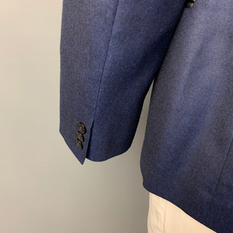 VERSACE COLLECTION Size 42 Navy & Black Wool Notch Lapel Sport Coat