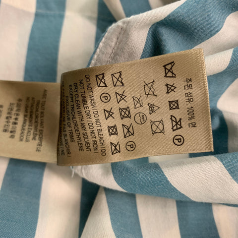 BURBERRY LONDON Size S Blue White Stripe Cotton Short Sleeve Shirt