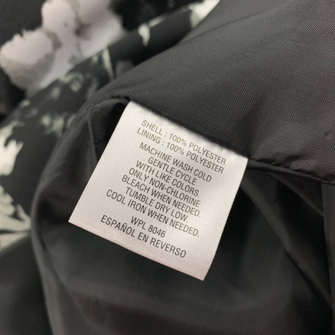 INC Talla XXL Traje de solapa de muesca de poliéster floral blanco negro