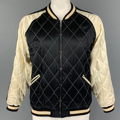MCQ by ALEXANDER MCQUEEN Talla 34 Chaqueta bomber reversible acolchada negra beige
