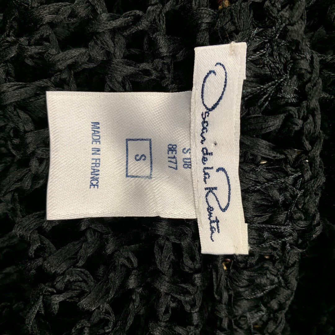 OSCAR DE LA RENTA SS 08 Size S Black Silk Beaded Crystal Dress Top