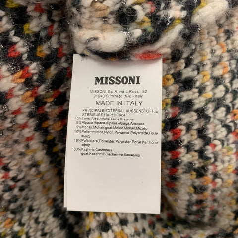 MISSONI Size 4 Multi-Color Wool Blend Knitted Oversized Hooded Coat