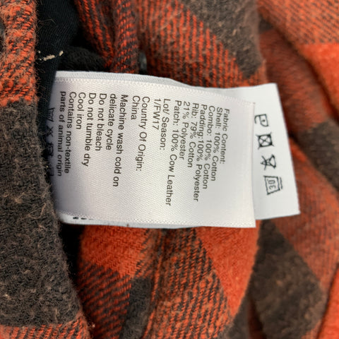 R13 Size M Orange Black Plaid Cotton Reversible Jacket