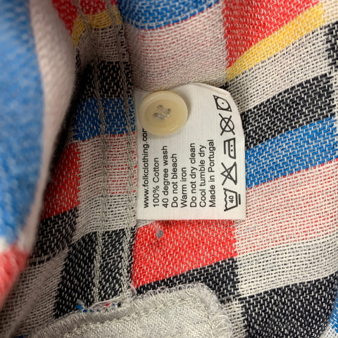 FOLK Size S Multi-Color Checkered Cotton Button Up Long Sleeve Shirt