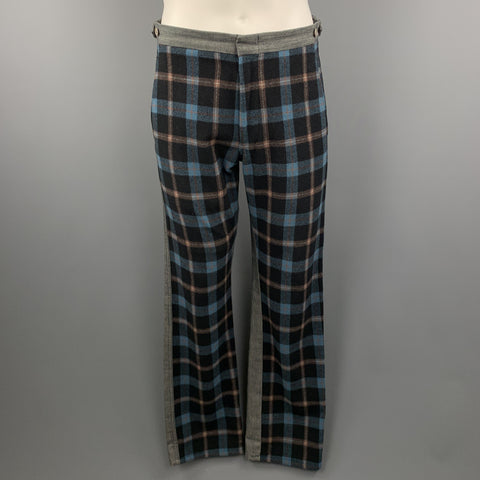 COMME des GARCONS HOMME PLUS Talla M Vaqueros con panel a cuadros azul marino carbón