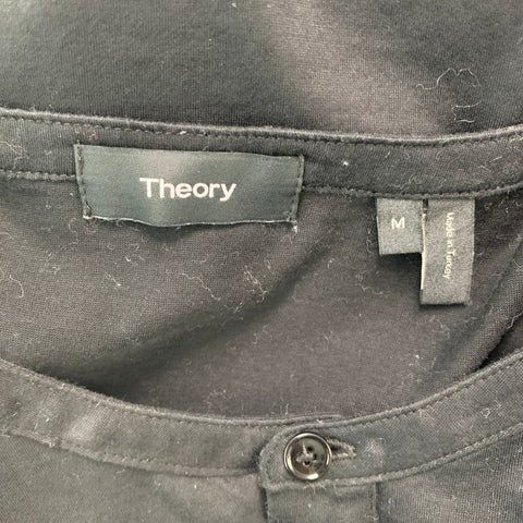 THEORY Size M Black Cotton Henley T-shirt