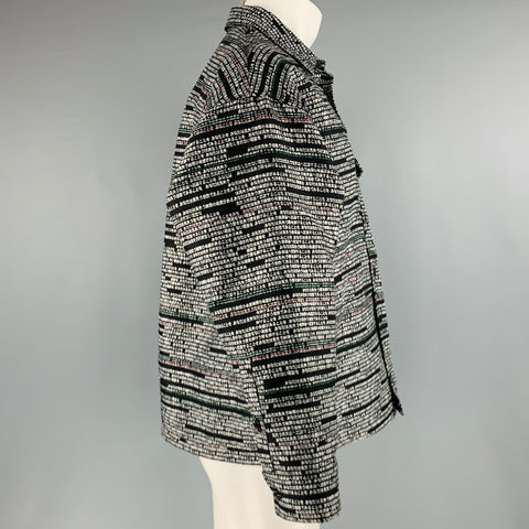 CHRISTIAN DADA Size S Black White Jacquard Polyester Wool Long Sleeve Shirt