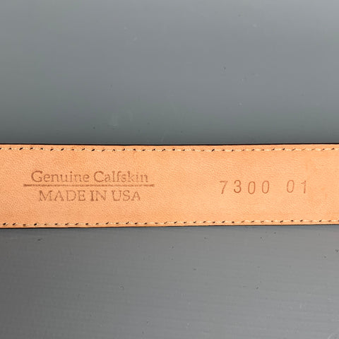 TIFFANY & CO. 2004 Atlas Size 38 Black & Brown Sterling Silver Calf Leather Belt