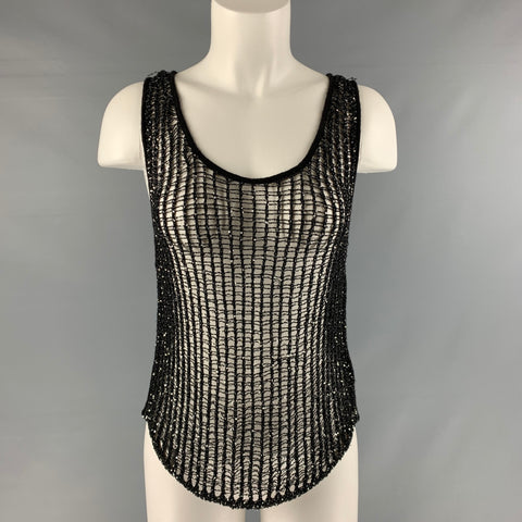 SAINT LAURENT Camiseta sin mangas de punto en mezcla de poliéster talla XS Top informal negro