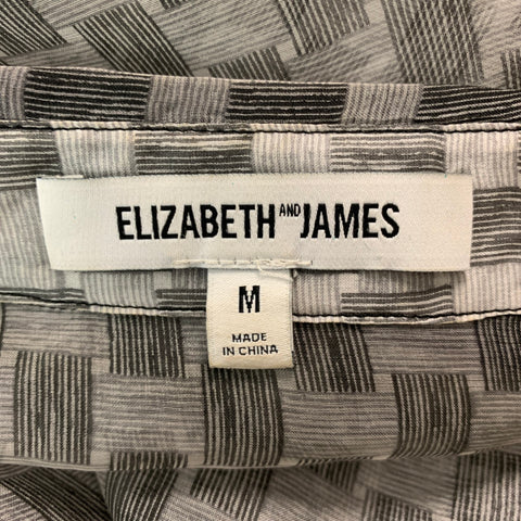 ELIZABETH and JAMES Size M Black White Checkered Casual Top