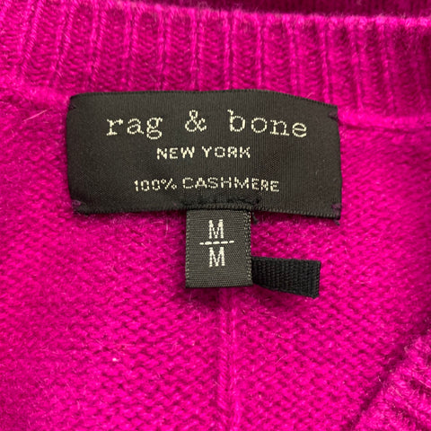 RAG & BONE Size M Pink Fuchsia Cashmere Crew-Neck Pullover