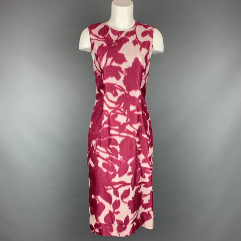 PRABAL GURUNG Size 2 Burgundy & White Silk / Cotton Shift Dress