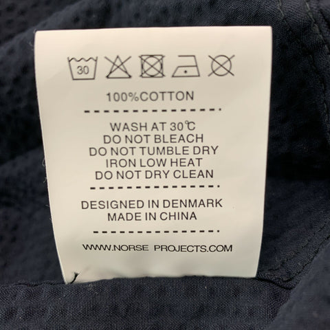 NORSE PROJECTS Size L Navy Seersucker Cotton Short Sleeve Shirt