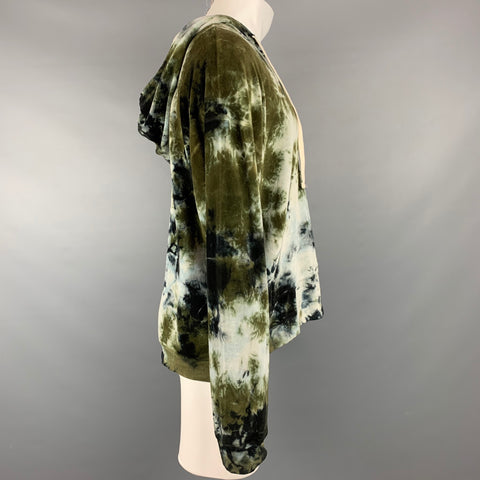 ELECTRIC & ROSE Size M Olive & Black Tie Dye Cotton Blend Hoodie Sweatshirt